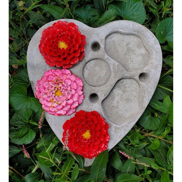 Handcrafted Cement Heart Shaped Bee Watering Station, Butterfly Puddler Dish - Picture 2 of 10